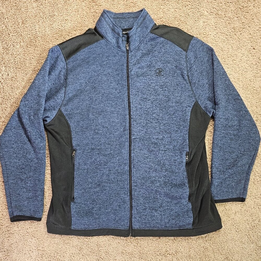 Beverly Hills Polo Club Fleece Jacket Mens 3X Full Zip Blue Black Pockets